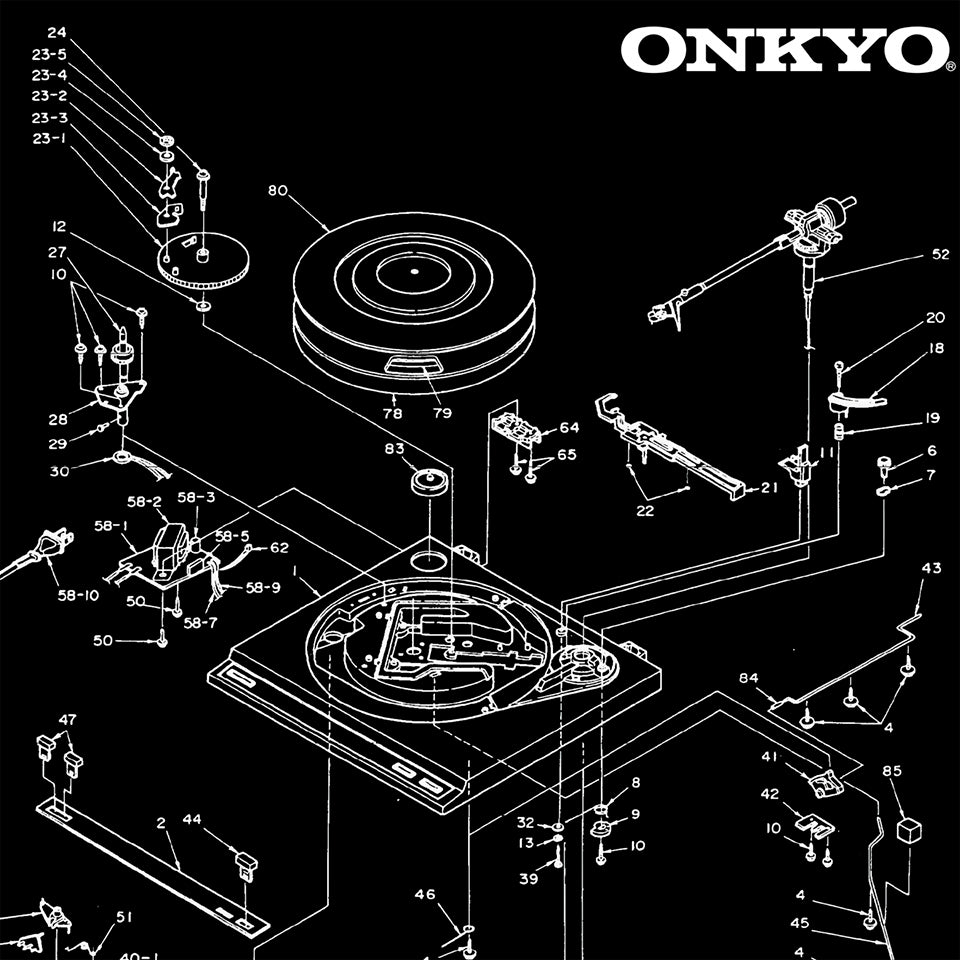 Close Up ONKYO Turntable en fondo negro Poster de Ritmoculto