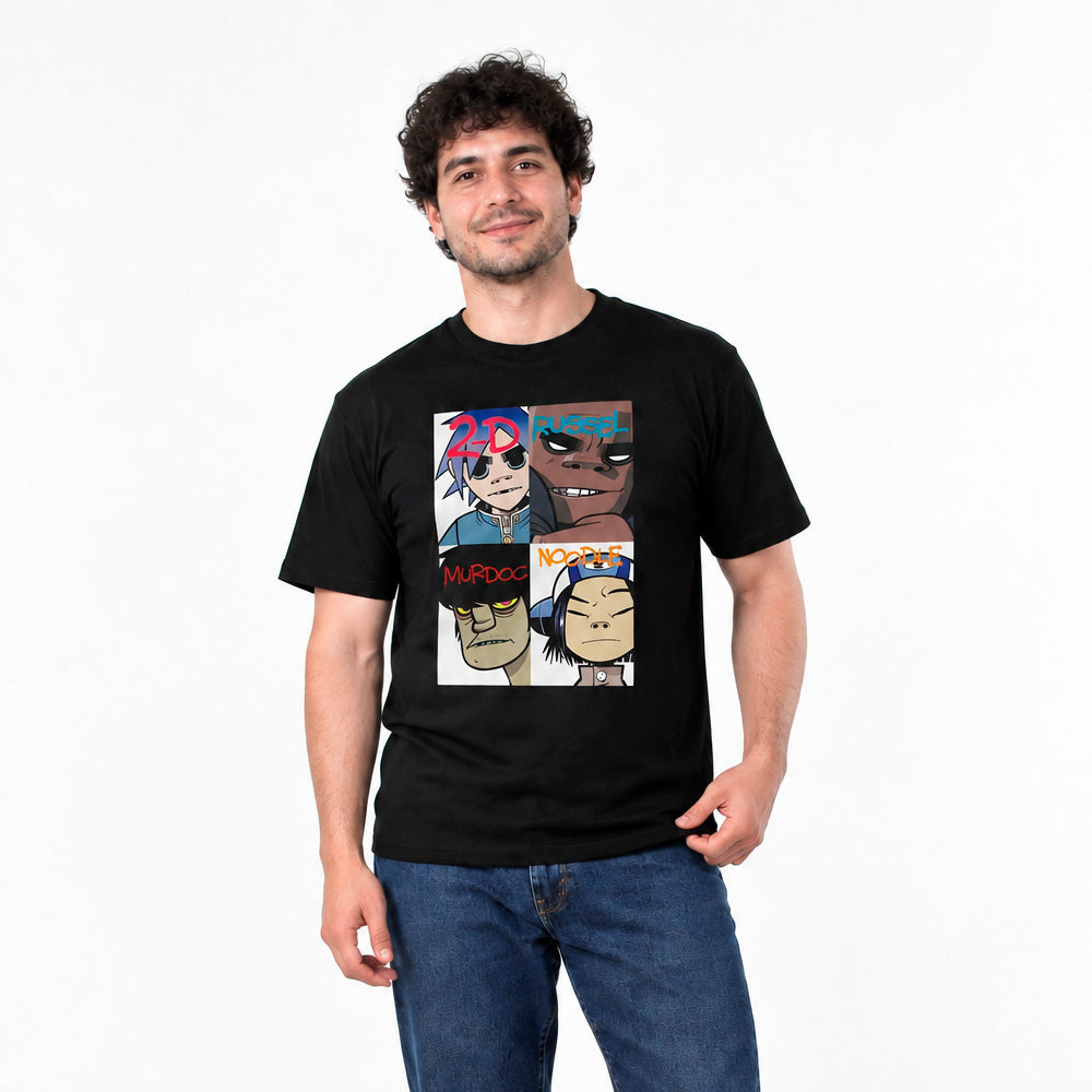 Polera Regular Fit Gorillaz Graffiti Mugshots