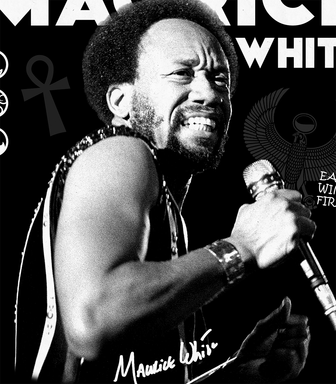 Maurice White Close Up Polera Negra Exclusiva Ritmoculto