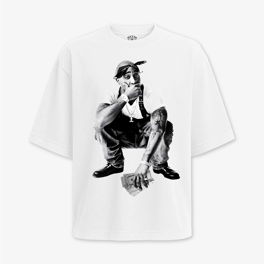 Polera 2Pac Ambitionz Az a Ridah blanca corte oversize - Ritmoculto Chile
