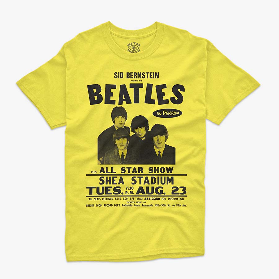 Polera Amarilla The Beatles Poster Show Shea Stadium Rock Clasico Exclusiva Ritmoculto