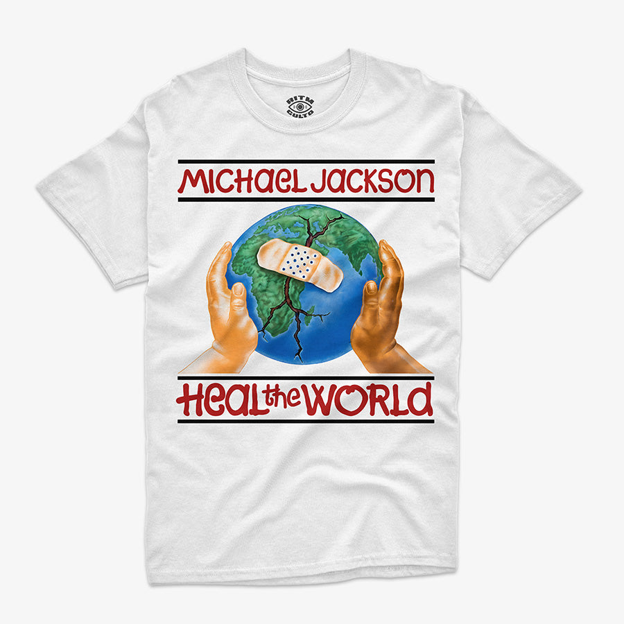 Polera regular fit blanca heal the world michael jackson 