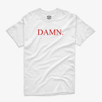 Polera Blanca Damn Con Logo en Rojo de Album Kendrick Lamar Ritmoculto 