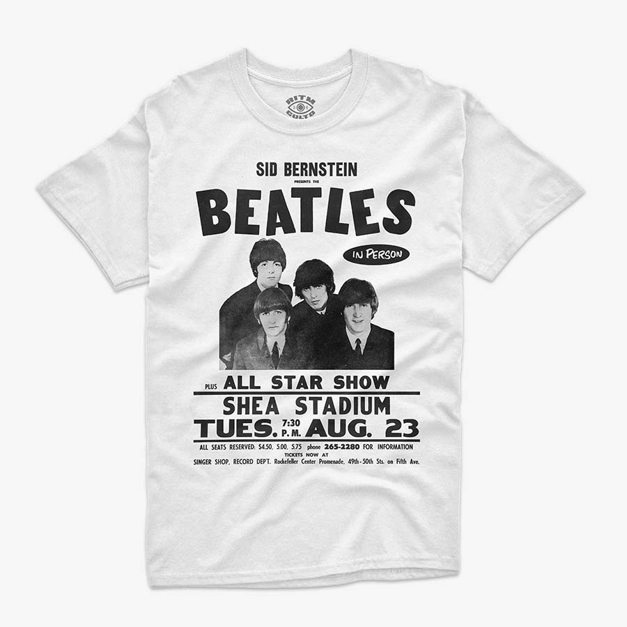Polera Blanca The Beatles Poster Show Shea Stadium Rock Clasico Exclusiva Ritmoculto