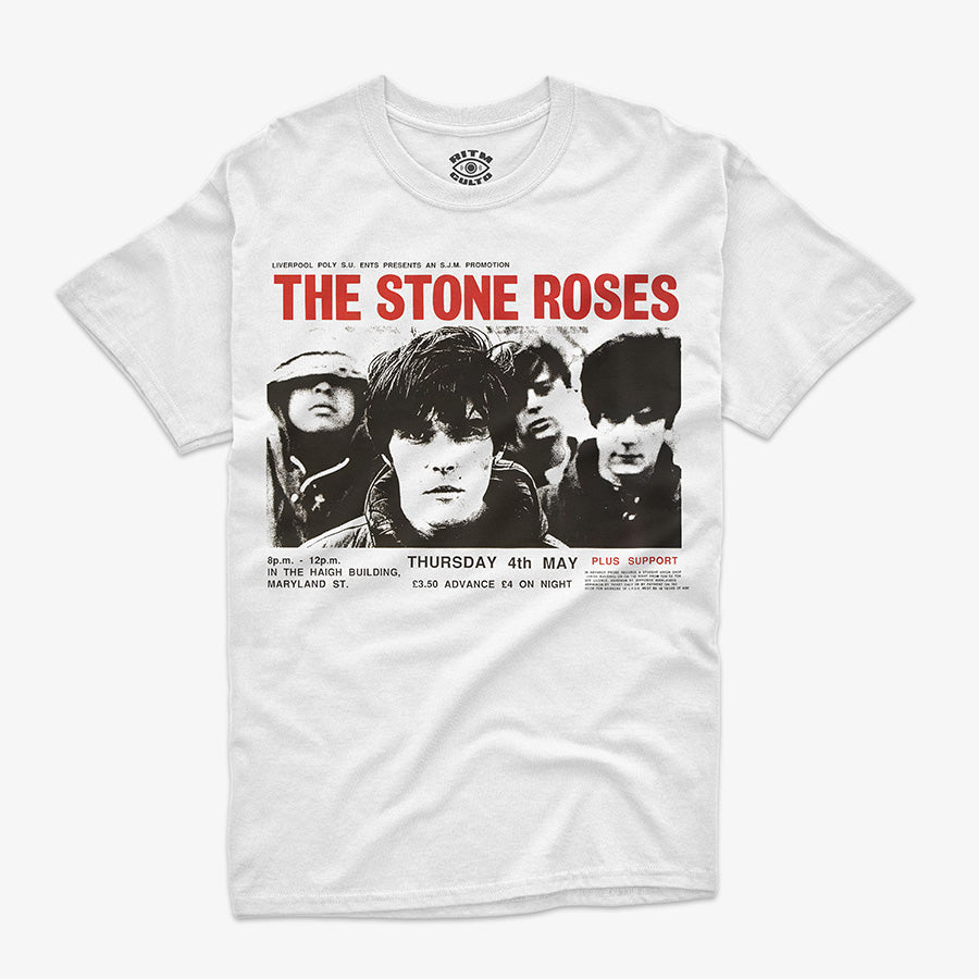 Polera Blanca The Stone Roses Póster Show Diseño Exclusivo Ritmoculto
