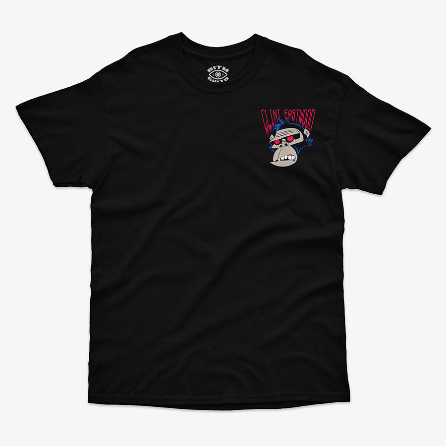 Polera Negra Clint Eastwood de Gorillaz, con un gorila zombie en el bolsillo
