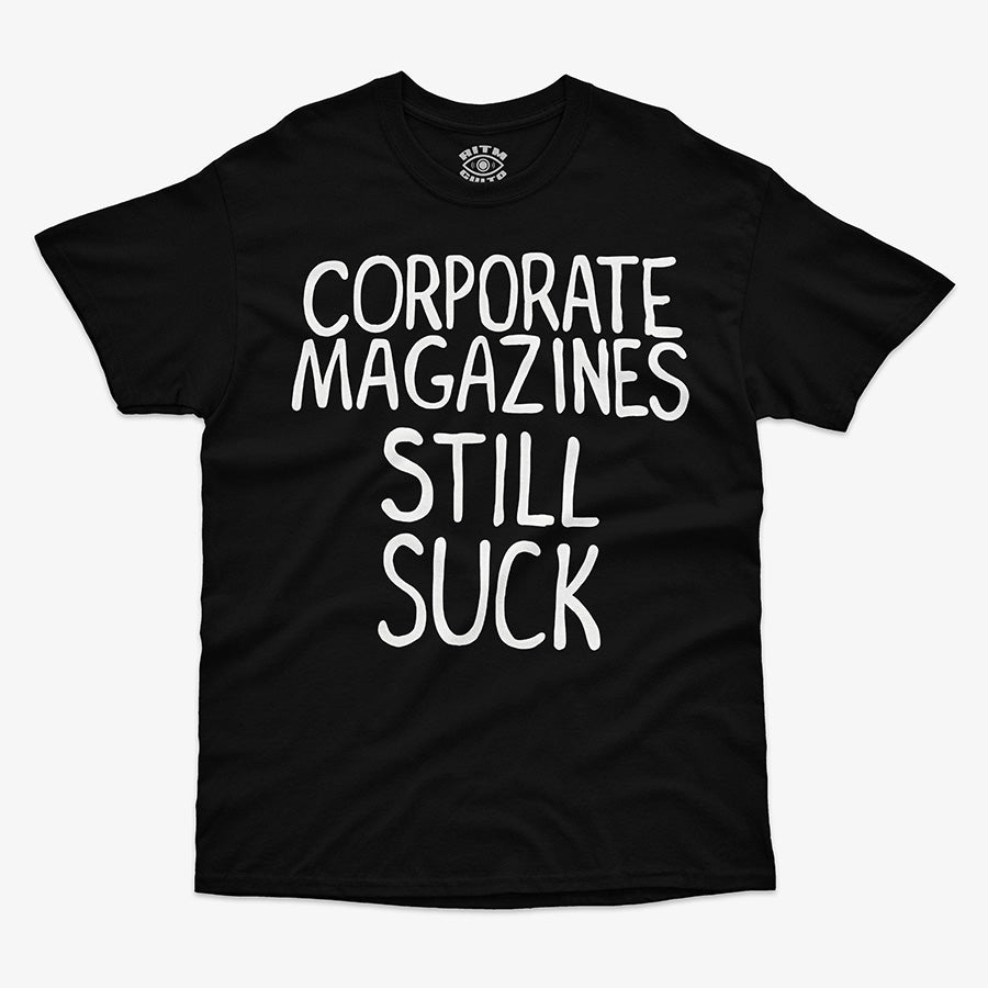 Polera negra texto Corporate Magazines Still Suck Kurt Cobain Rolling Stone 1992 grunge Ritmoculto