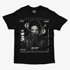 Polera Negra Michael Jackson Xscape Exclusiva Ritmoculto con Michael en estilo Japonés Streetwear rodeado de hiragana, el espacio y una corona, con el texto the star that broke reality