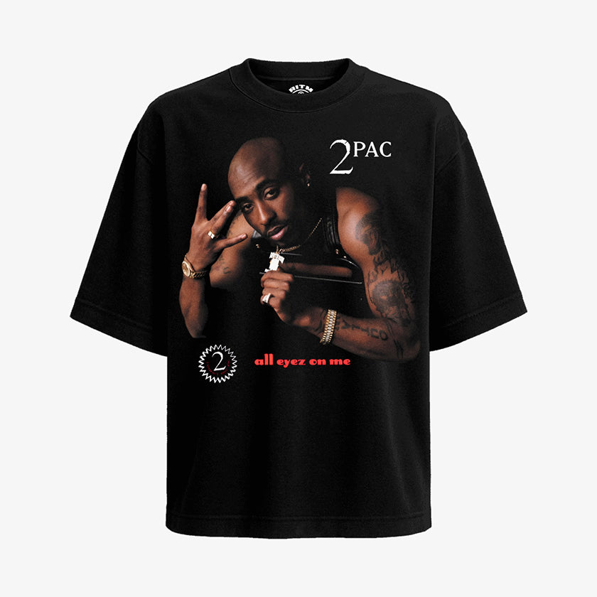 Polera Negra Oversized 2Pac All Eyez On Me Portada Album Editada Exclusiva Ritmoculto