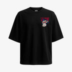 Polera Negra Oversized Clint Eastwood de Gorillaz, con un gorila zombie en el bolsillo