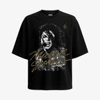 Polera negra Oversize Michael Jackson con gráfica de concierto y firma dorada  Edicion limitada Biopic 2026