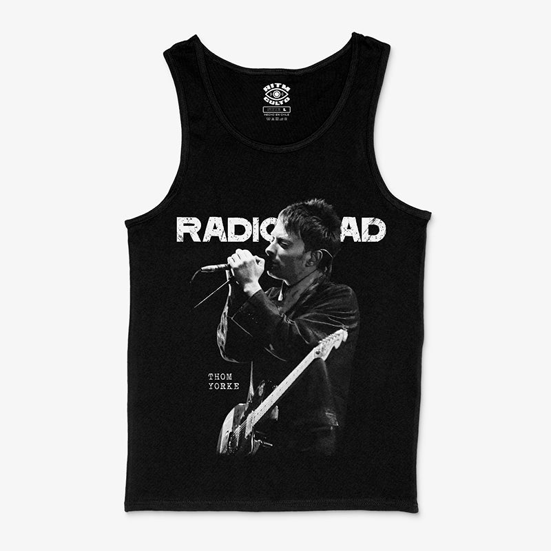 Polera Negra Tank Thom Yorke Radiohead Blanco y Negro Exclusiva Ritmoculto