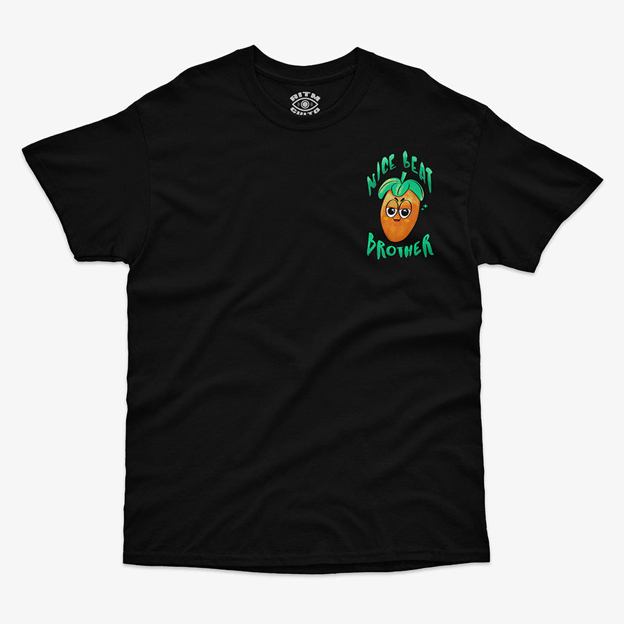 Polera Negra exclusiva Nice Beat Brother Inspirada en el Logo de FL Studio Ropa para Productor Musical Ritmoculto estampado de bolsillo