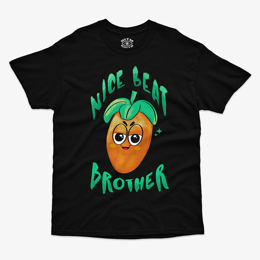 Polera Nice Beat Brother Negra inspirada en el Logo de FL Studio exclusivo de Ritmoculto para Productores Musicales