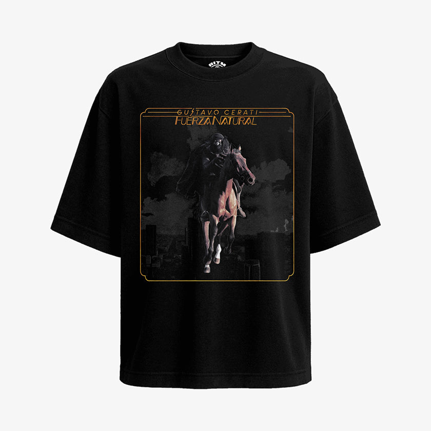 Polera Oversized Negra Fuerza Natural Gustavo Cerati Jinete Sobre Ciudad Exclusivo Ritmoculto