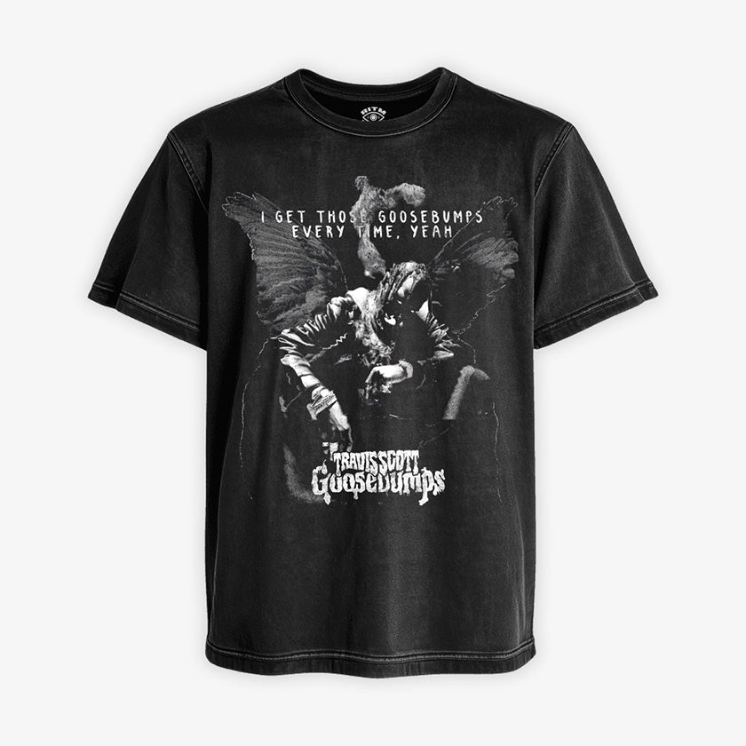 Polera negra acid Travis Scott Goosebumps portada single 2016 trap Kendrick Lamar diseño exclusivo Ritmoculto