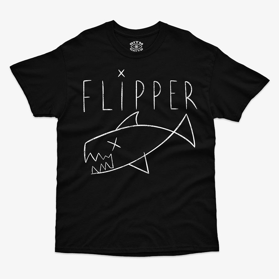 Polera negra clásica tiburón muerto Flipper Kurt Cobain logo icónico grunge Nirvana Ritmoculto