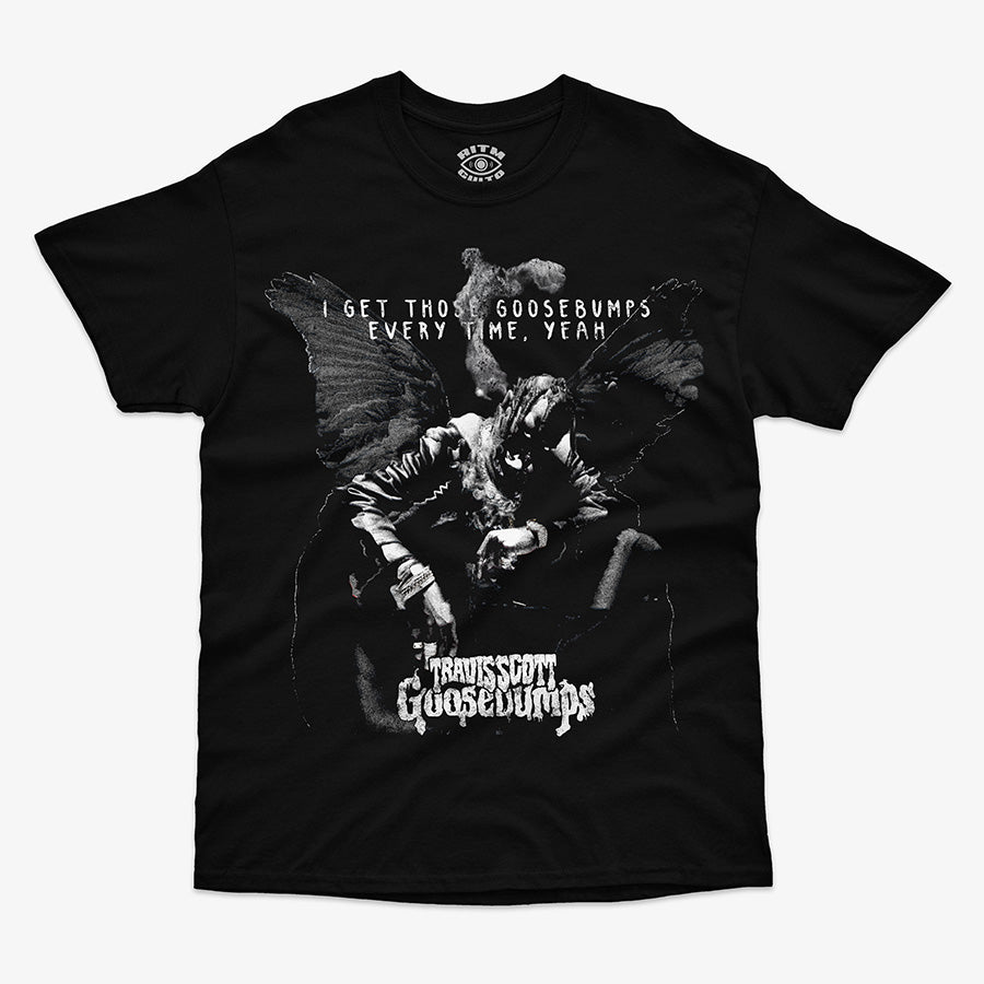 Polera negra clásica Travis Scott Goosebumps portada single 2016 trap Kendrick Lamar diseño exclusivo Ritmoculto