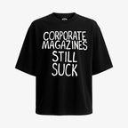 Polera negra oversized texto Corporate Magazines Still Suck Kurt Cobain Rolling Stone 1992 grunge Ritmoculto