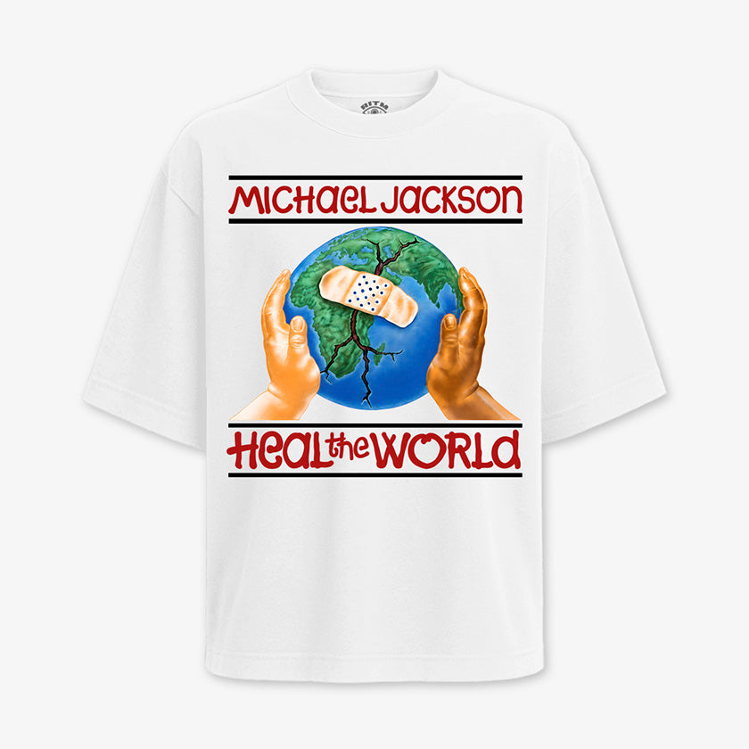 Polera oversize blanca heal the world michael jackson 