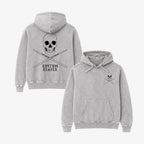 Poleron Hoodie Acid Wash Gris Espalda y Frente Rhythm Reaper para Bateristas Exclusivo Ritmoculto