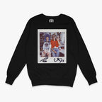 Poleron Negro Ca7riel y Paco Amoroso en el tiny desk foto instantanea con sus firmas