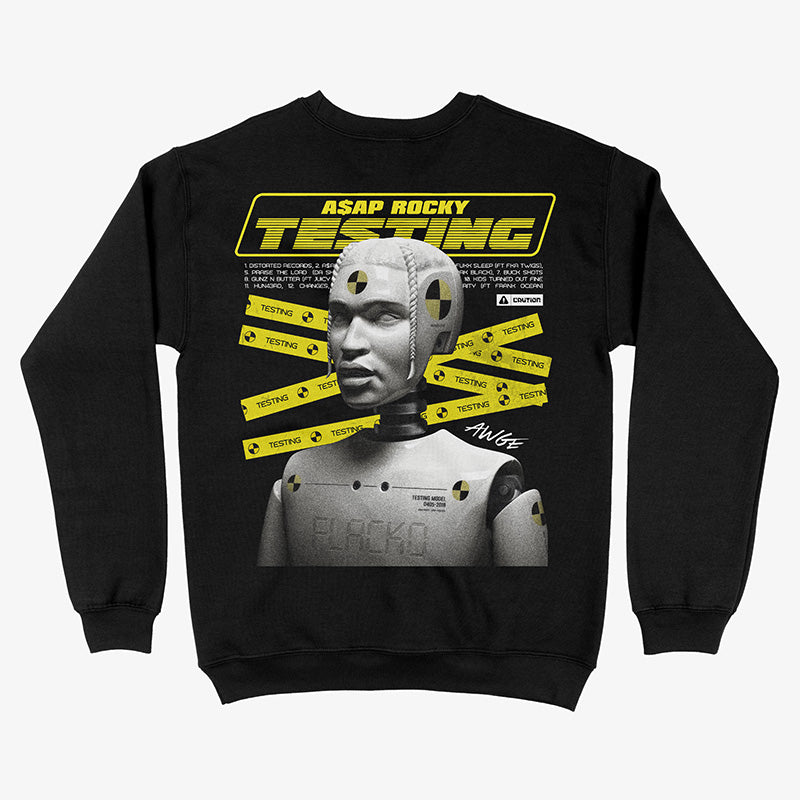 Polerón Negro Espalda Exclusivo A$AP Rocky Testing Muñeco de Preuba Triple Estampado Exclusivo Ritmoculto