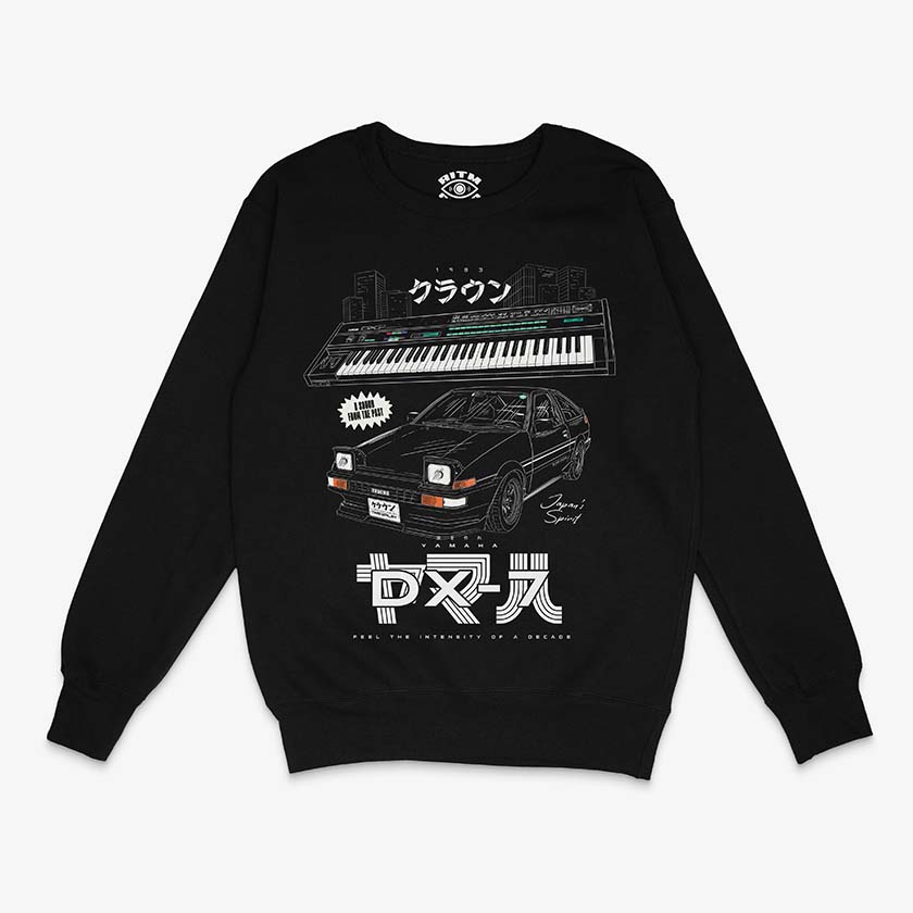 Poleron Negro Yamaha DX7 y Toyota Trueno Diseno Exclusivo Ritmoculto Clasico de Japon