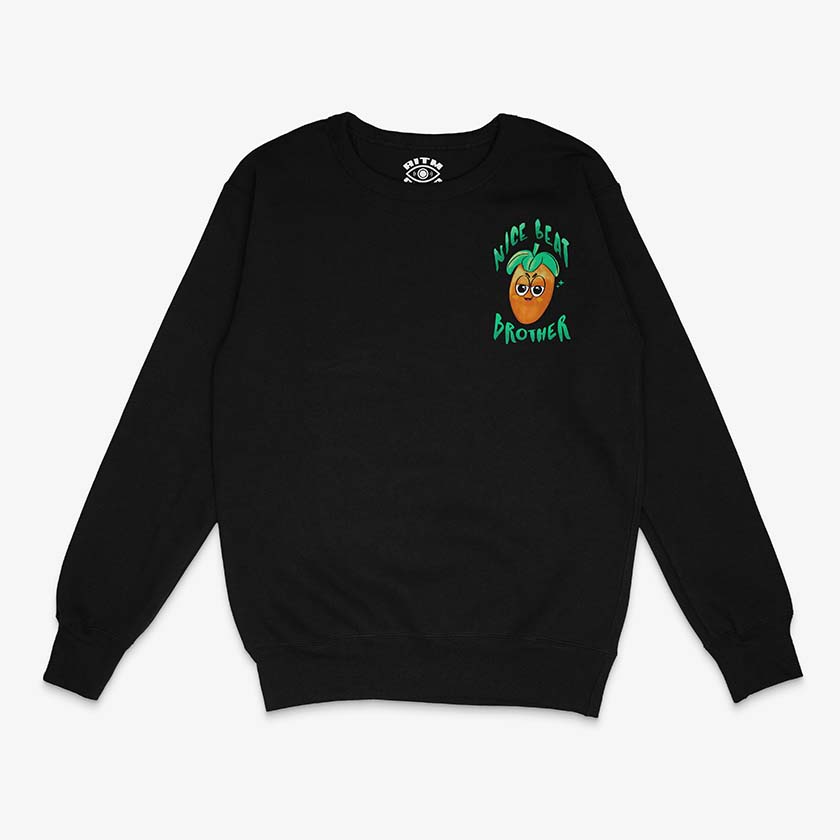 Poleron Polo Negro FL Studio Nice Beat Brother con el logo del DAW, diseno exclusivo Ritmoculto estampado en version bolsillo