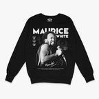 Poleron diseño Maurice White Earth Wind and Fire leyenda del disco y funk con letras retro