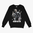 Polerón negro oversized Oasis formación icónica Liam Noel Gallagher britpop 90s Wonderwall Manchester Ritmoculto