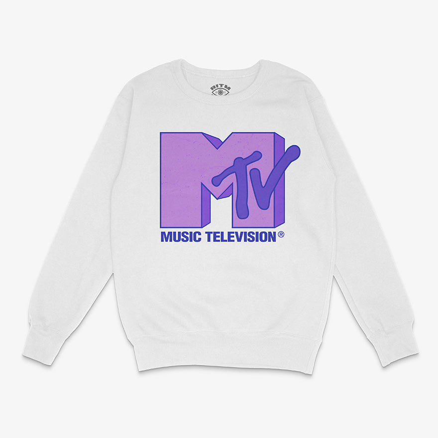 Poleron polo blanco logo MTV morado purpura Music Television 3D aesthetic retro Ritmoculto