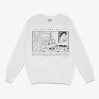 Polerón blanco polo sin capucha, blanco, diseño "Music And Chill" con ambiente Lo-Fi japonés, incluyendo tocadiscos, vinilo, plantas y Monte Fuji