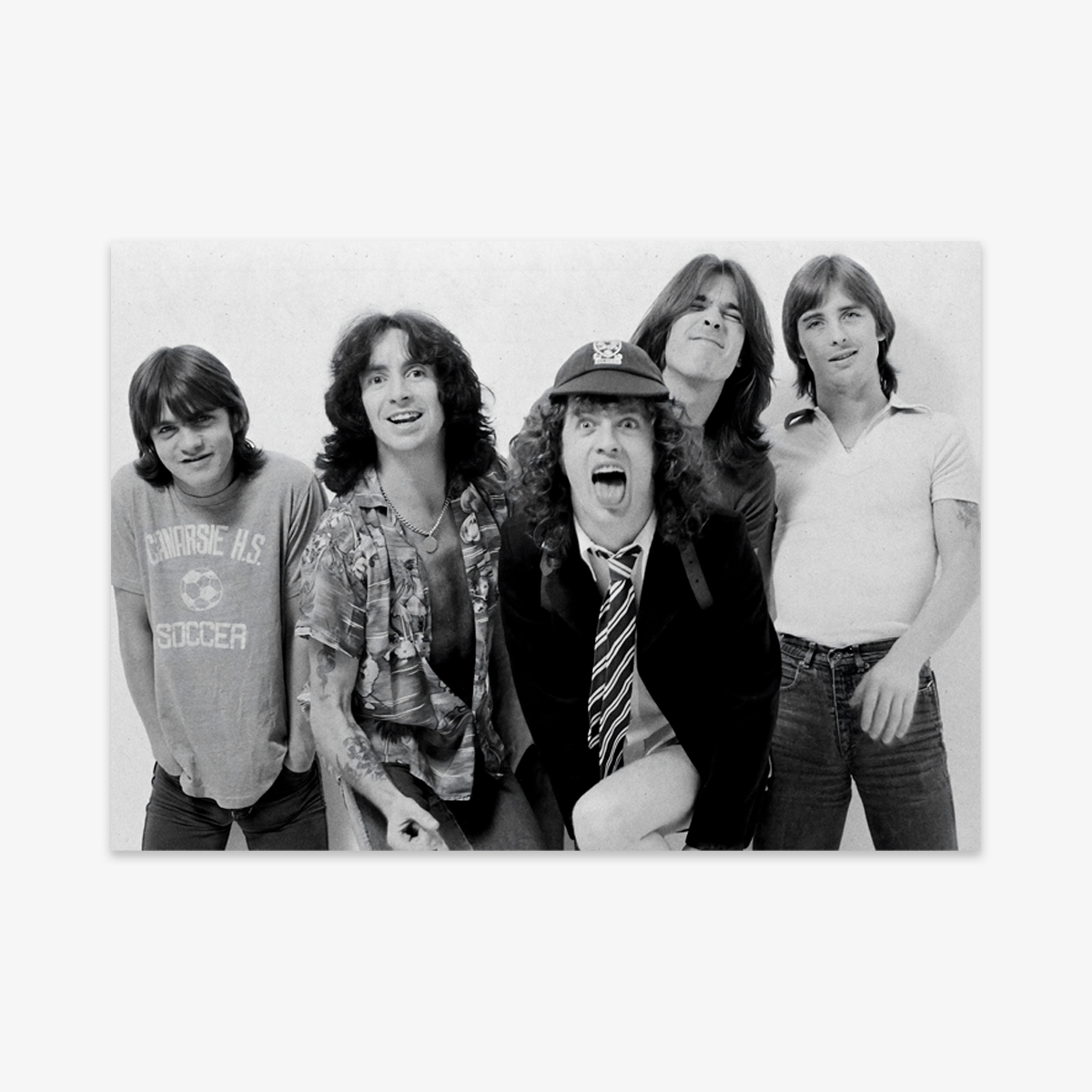 Póster AC/DC formación original Bon Scott Malcolm Angus Young hard rock Highway to Hell época dorada Ritmoculto