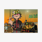 Póster Gorillaz 19-2000 videoclip Geep autopista MTV años 2000 banda virtual 2D Murdoc Noodle Russel Ritmoculto