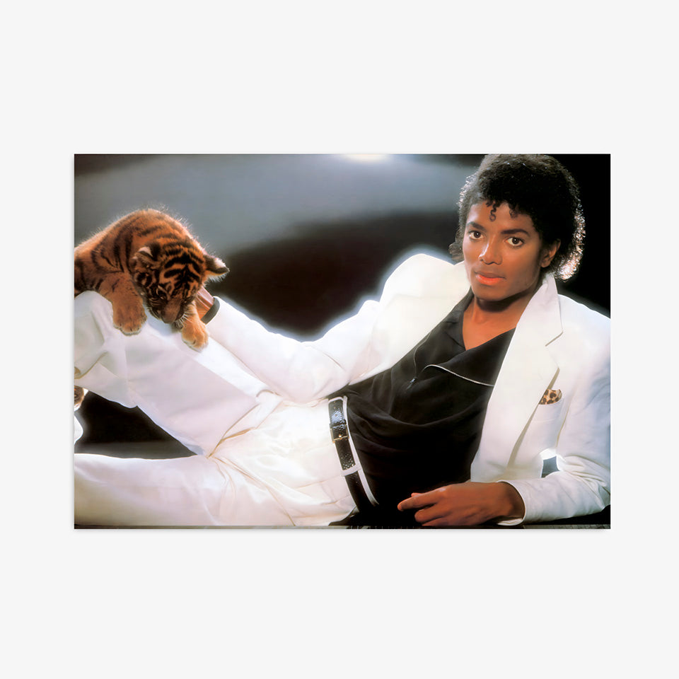 Poster de Michael Jackson con un tigre del album Thriller Ritmoculto