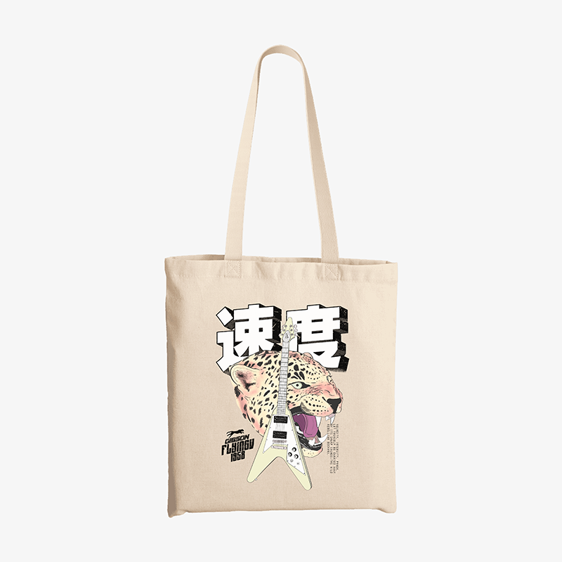 Totebag color crudo con diseno Gibson Flying-V 
