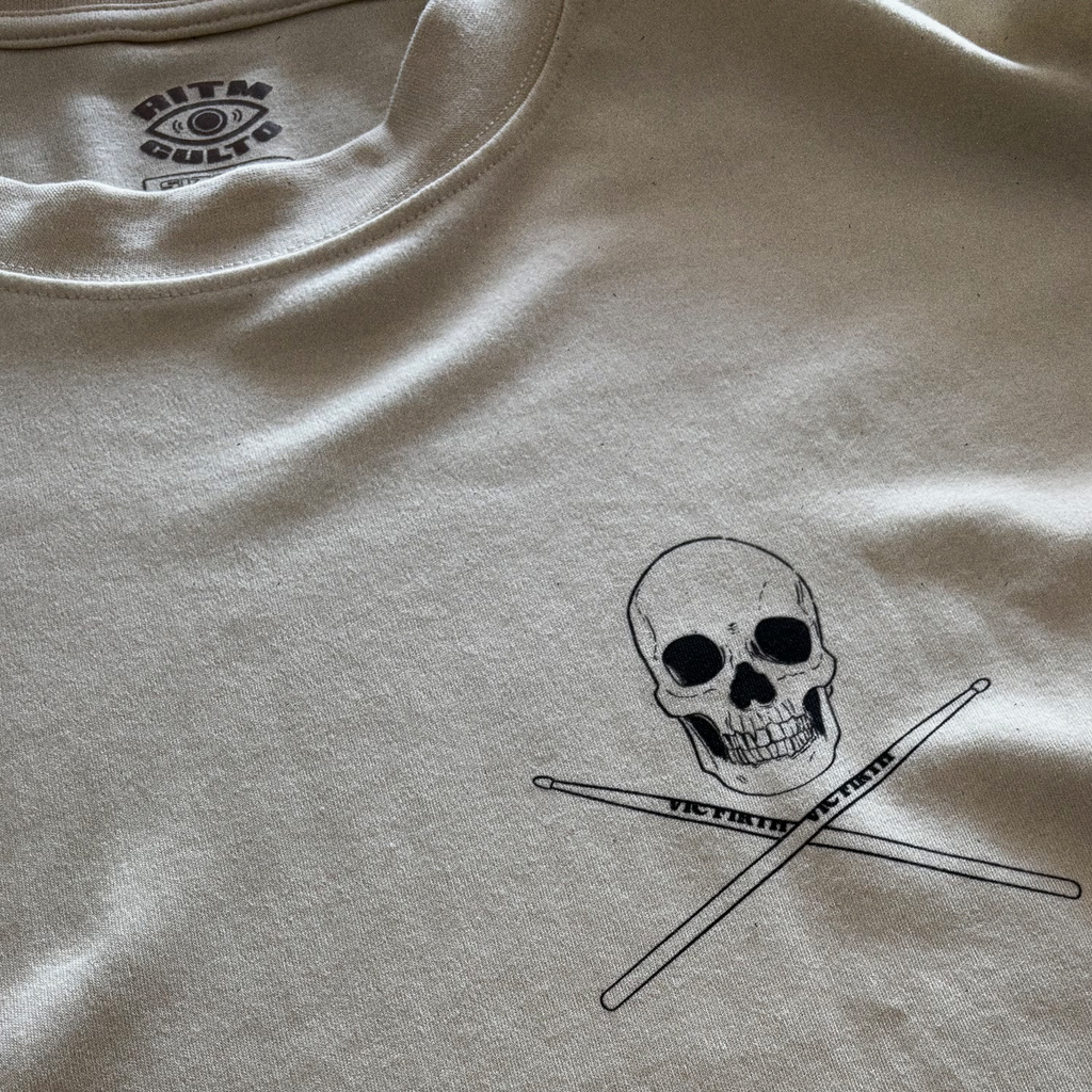 Polera Rhythm Reaper | Cráneo y Baquetas | Baterista