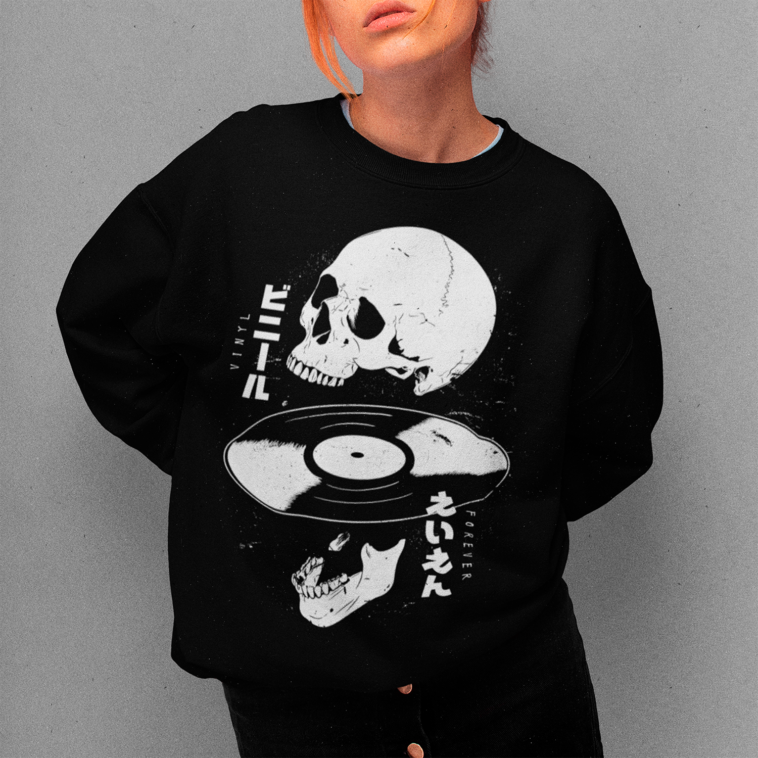 Polerón Vinyl Forever | Calavera & Vinilo Japonés